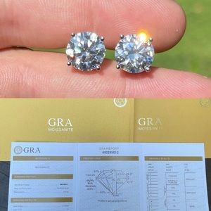 Certified 4ct tw Moissanite Diamond Screwback Earrings